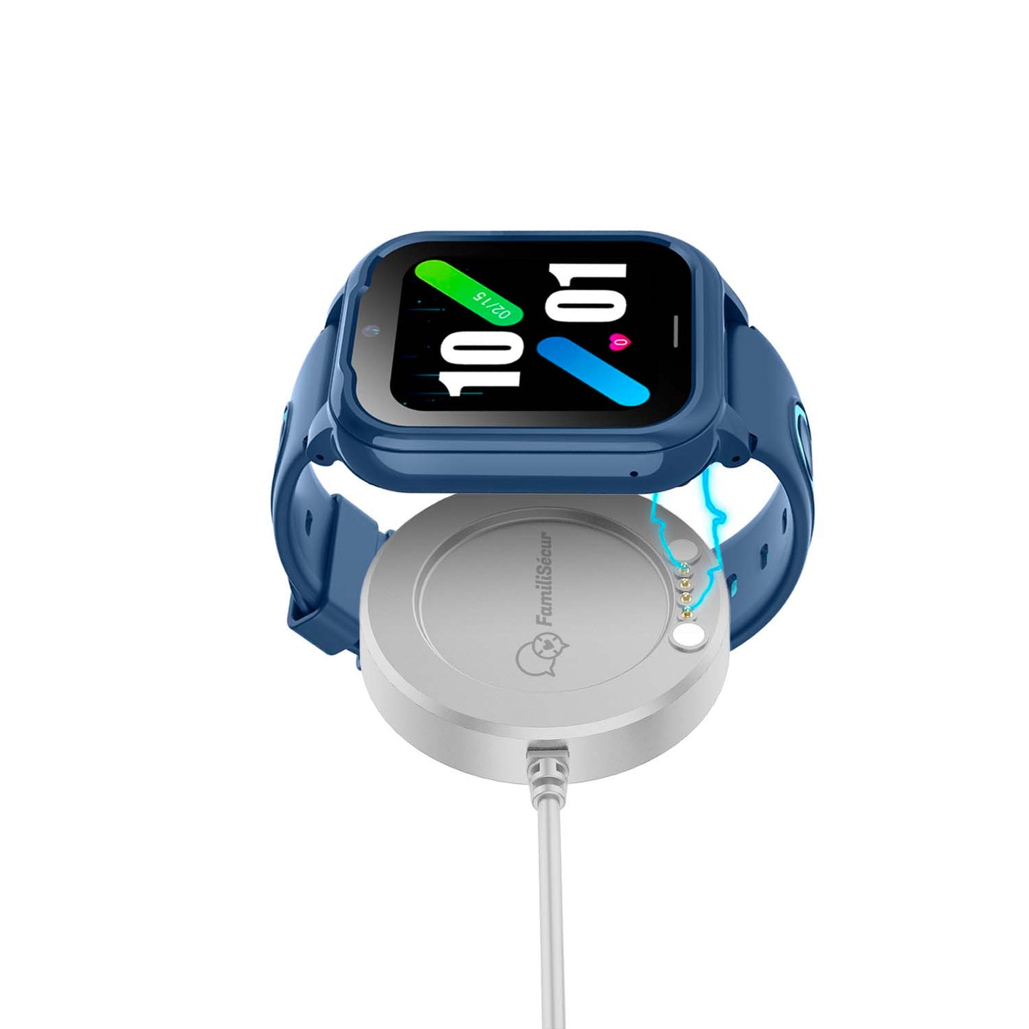 Magnetic interface charging base for GPS watch