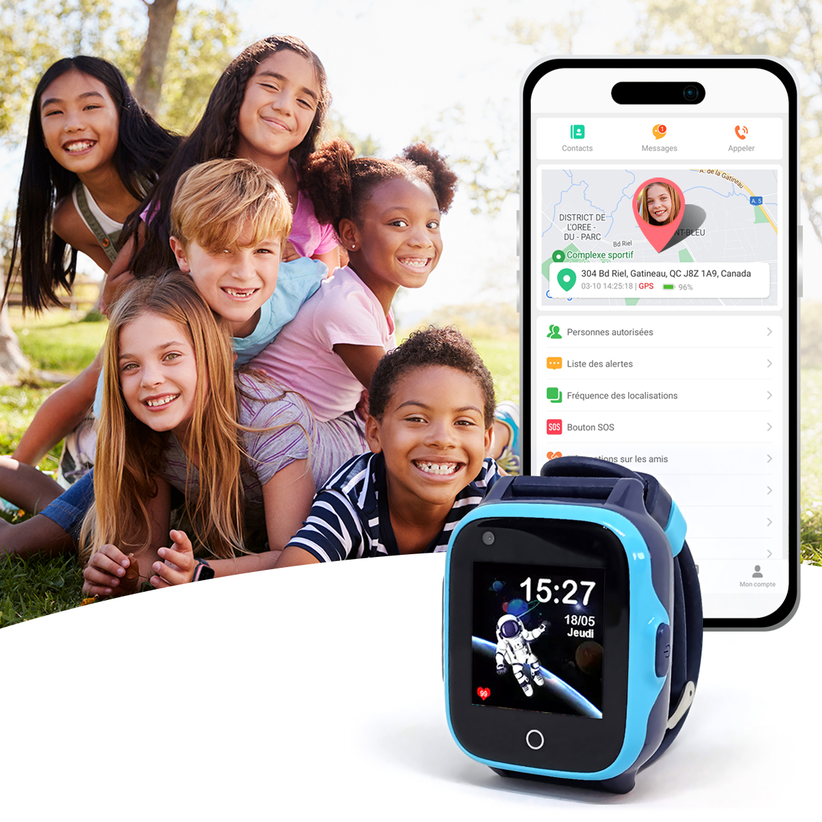 Montre connectée enfant GPS | Montre 4G téléphone avec carte SIM